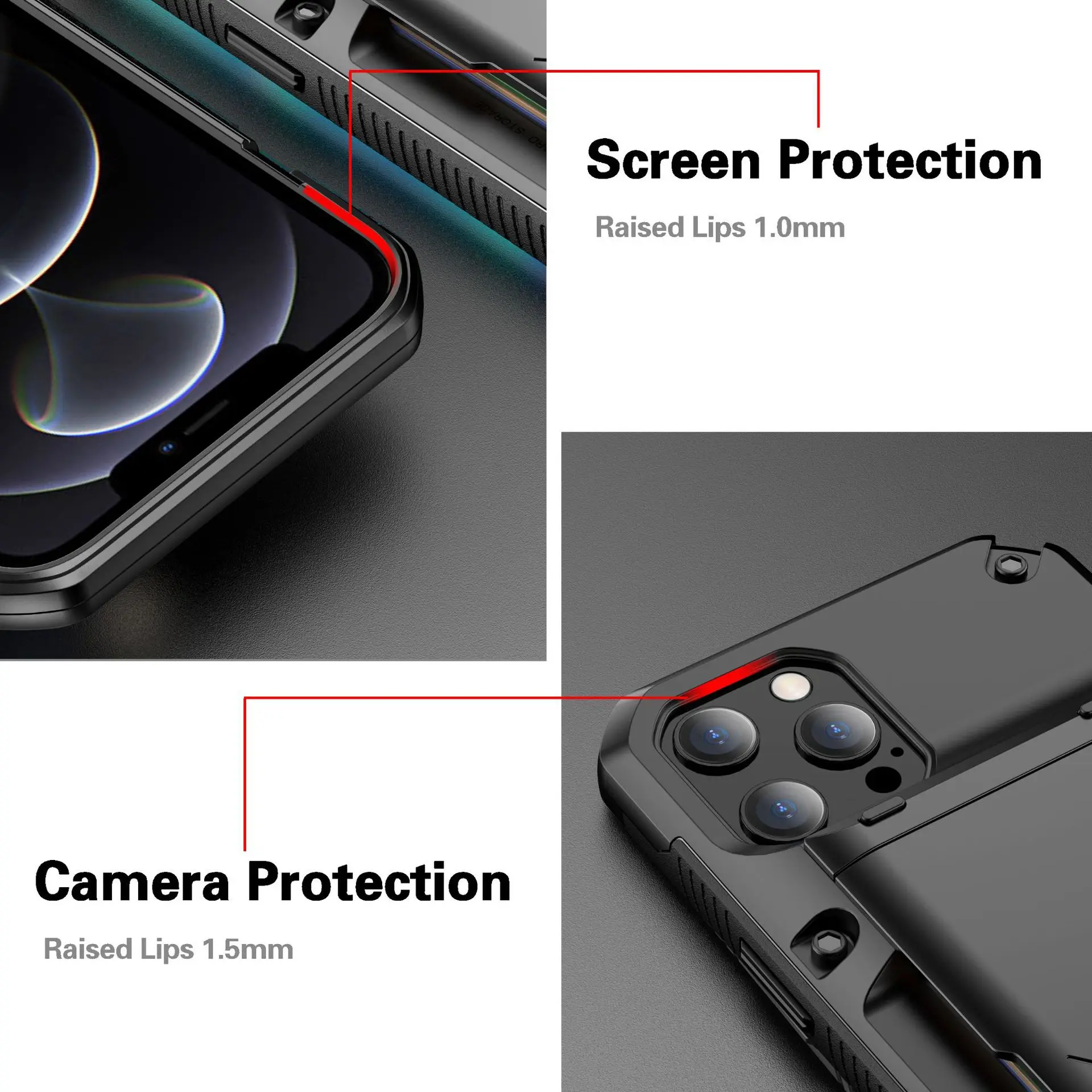 For iPhone 13 Pro Max Case Shockproof Armor Slide Card Holder Cover For iPhone 14 15 12 11 Slot Store 4 Cards Wallet Phone Funda 5