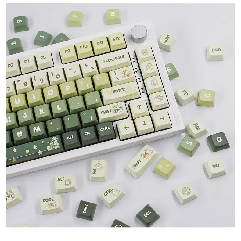 

XDA Profile PBT Dye-sublimation Five-sided Keycap Light Green Theme Keycaps 133keys Cute Mechanical Keyboard Key Caps