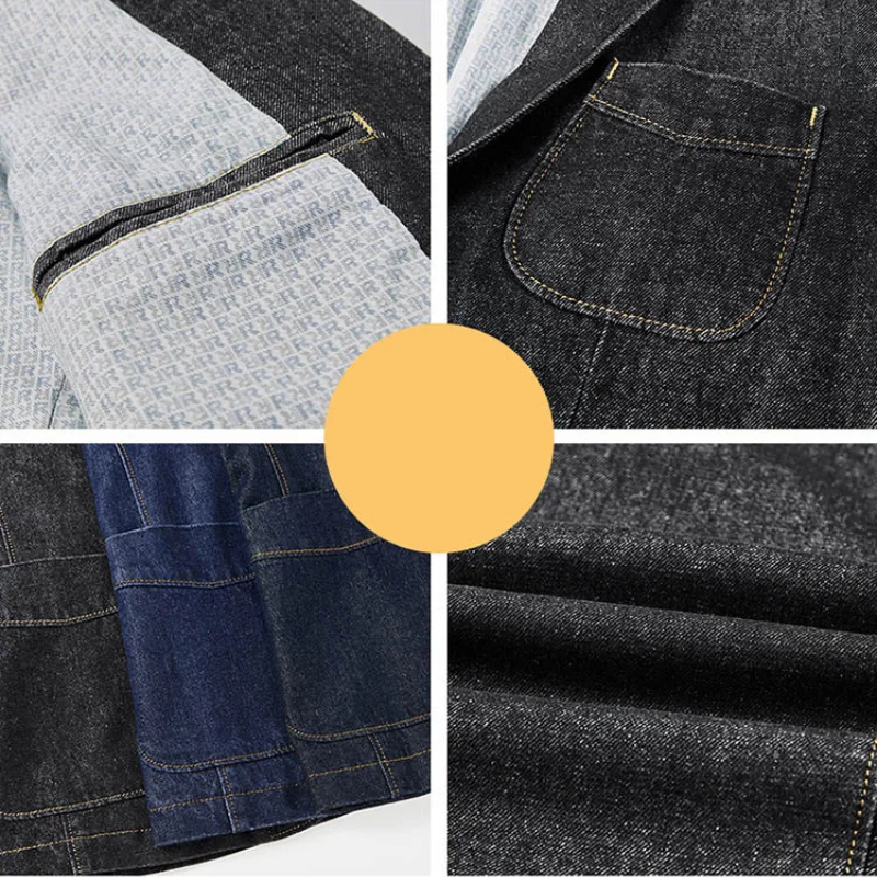 Vår höst jeansjacka män utomhus mode slim fit enfärgad koreansk jacka män svart jeansjacka jeans kappa för män_voghion.com