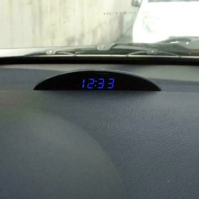12V Digital LED Alarm Auto Electronic Car Clock Voltmeter Thermometer 3In1 Car Voltmeter Temperature Meter Clock