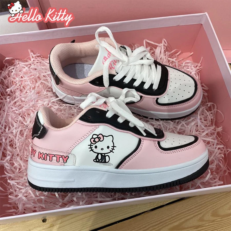 Hello Kitty Skate Schoenen Flats Platform Schoenen Vrouwen Studenten  Gevulkaniseerd Sport Sneakers Lace Up Ademend Canvas Casual Schoenen| | -  AliExpress