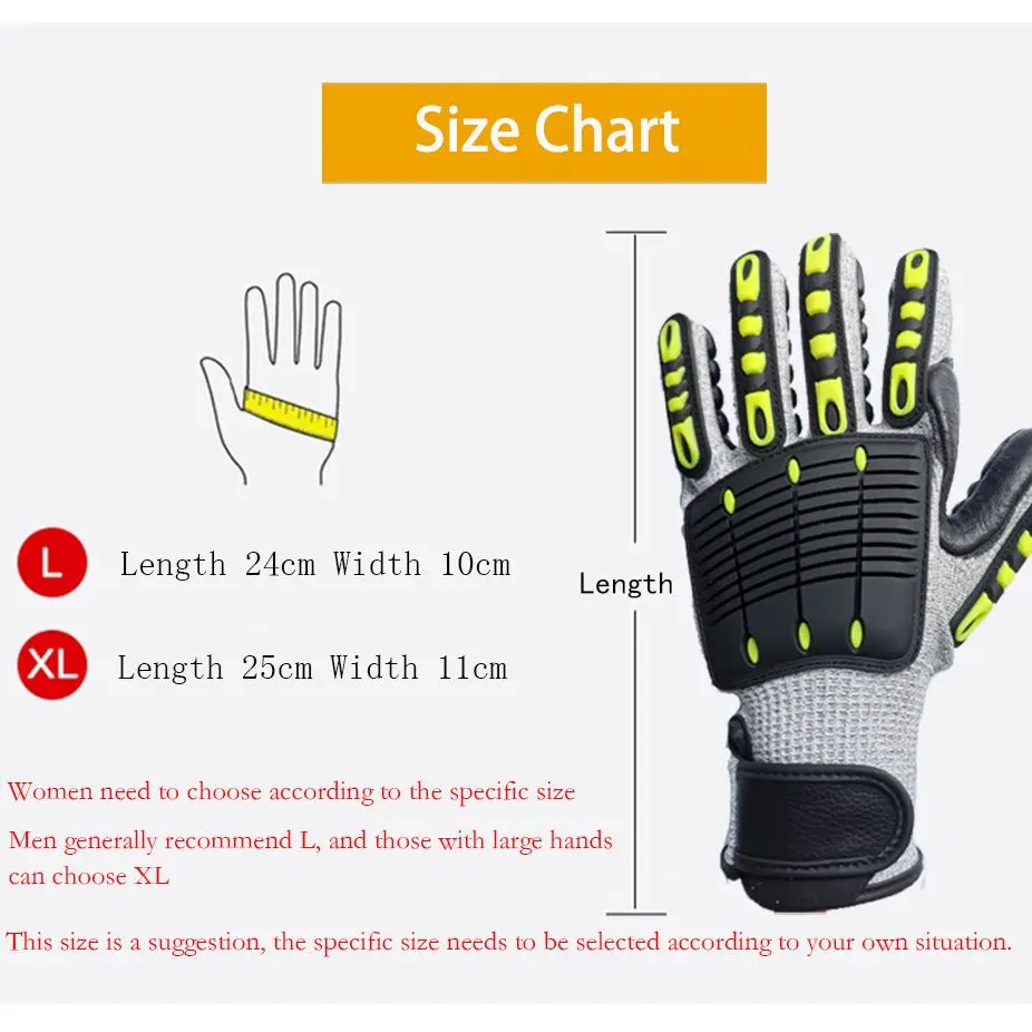 2023 New Working Gloves with Foam Padded Palm TPR Patches Protection Cut Resistant Anti-Vibration Anti-Impact Mechanics Glove