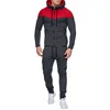 2024 Spring and Autumn New Men's Fashion Casual Color blocked Cardigan Zipper Hoodie Set Sports Running Two Piece Set 6