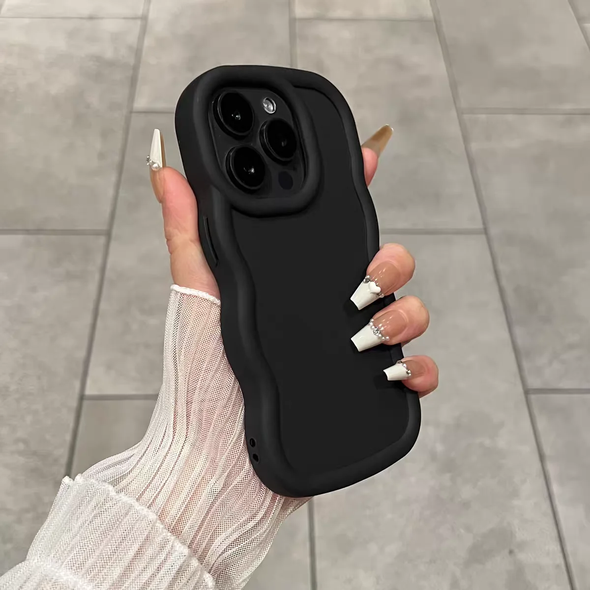 Candy Solid Color Wave Side Phone Case Cover