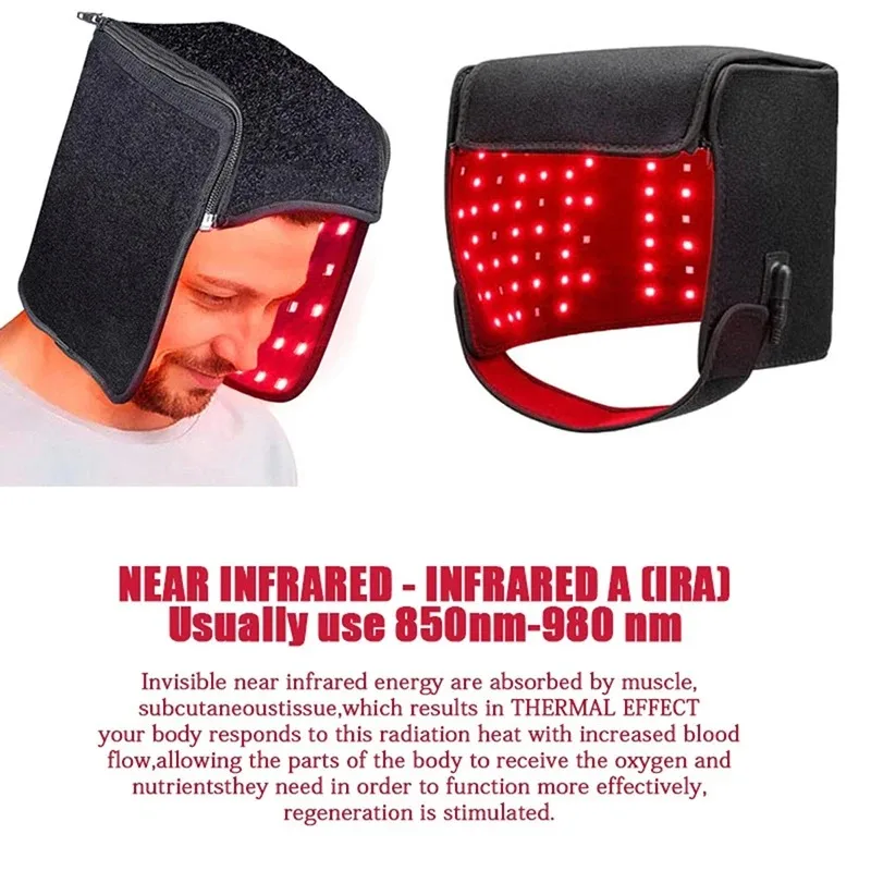 Red Light Hats for Hair Regrowth Infrared light Cap Thinning Anti Hair Loss Anxiety Stress Reduce Migraine Scalp Relax Massager