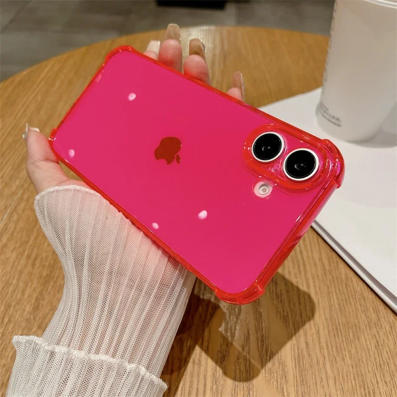 Fluorescent Neon Shockproof Transparent Candy Color Silicone Phone Case
