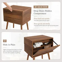 Hidden Compartment Nightstands, Mid Century Modern Concealment Furniture, Bedside Table with Wood Legs, End Table with Storage 2