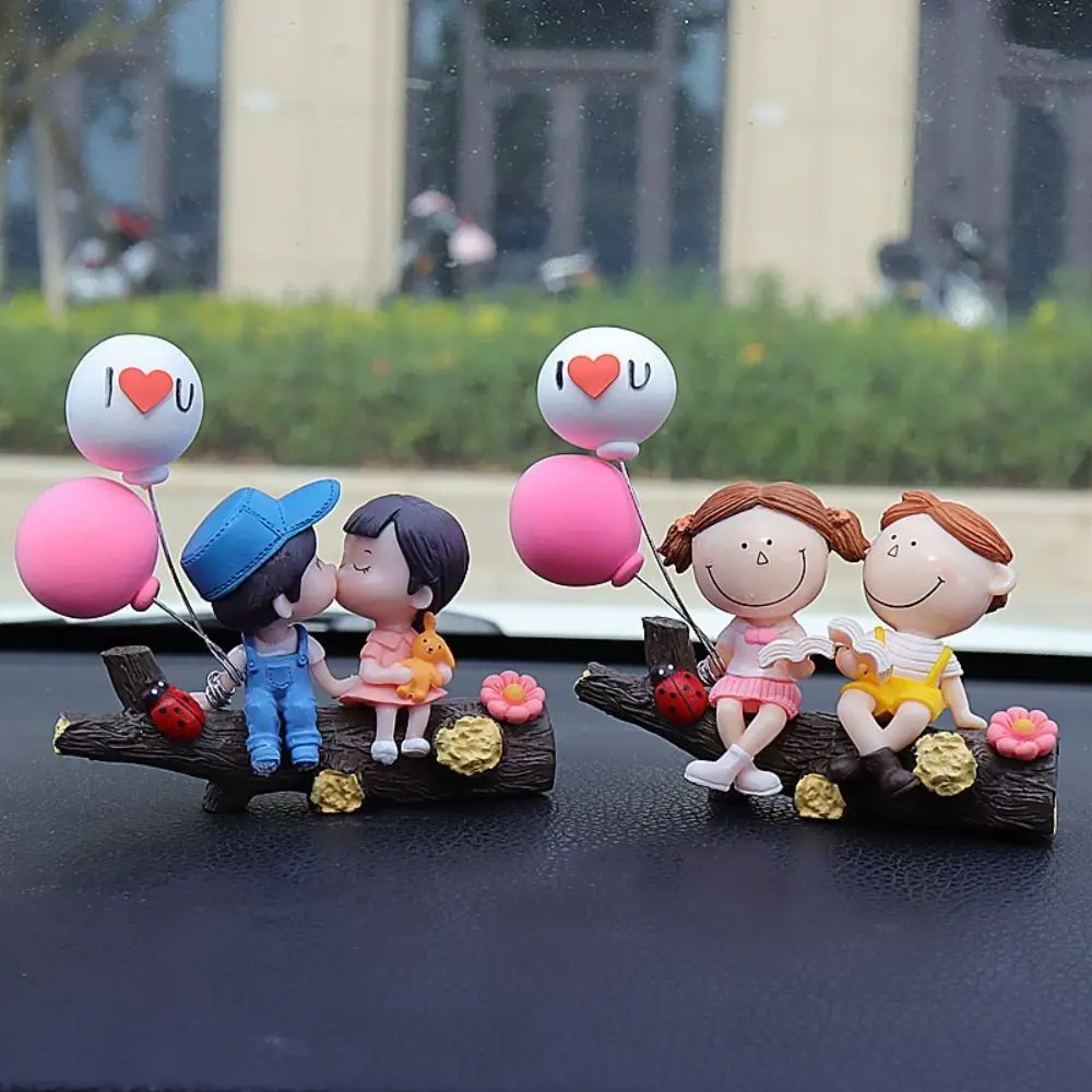 Car Decoration Cartoon Cute Couples Action Figure Figurines Balloon Ornament Auto Interior Dashboard Accessories for Girls Gifts