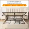 Lift Up Storage Bed Frame with 51" Tall Headboard, Queen Size Bed Frame with Storage Underneath, Velvet Wingback Design 5