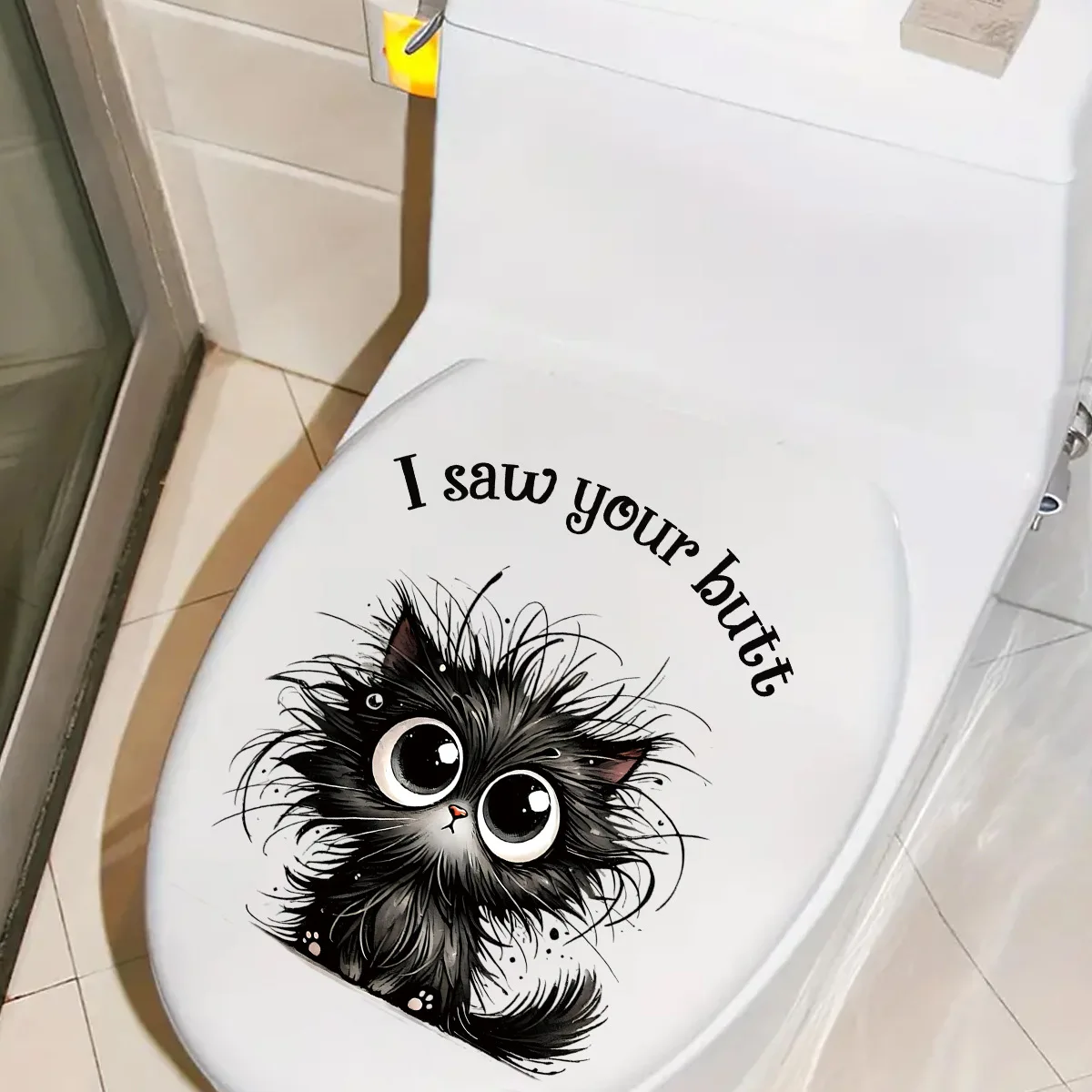 Funny Black Cats Toilet Stickers DIY PVC Decorative Cartoon wall Stickers Home WC Decoration