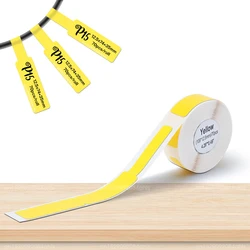 White Adhesive Label Paper Roll with Transparent Tape - Multiple Sizes (Yellow Cable)
