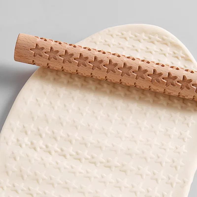 Clay Modeling Pattern Rollers Wooden Texture Rollers for Clay Pottery Handmade Roller Set Snowflakes Stars Wood Wave polymer clay tools,pottery tools,clay sculpting tools,pottery sculpting tools,clay craft tool