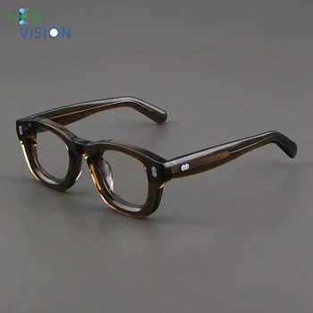 2024 Men Glasses Frame Fashion Thick Acetate Square Designer Brand Myopia Eyewear Handmade Optics Women Prescription Eyeglasses