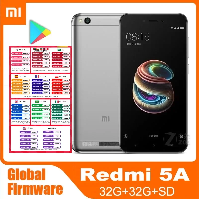 Cellulari Originali Xiaomi Redmi 5A 3G 32G Cellulari Smartphone Cellulari Android Snapdragon