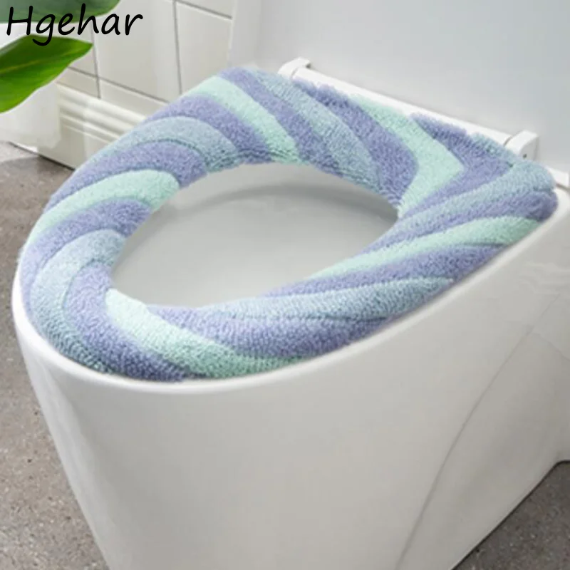 

4pcs Soft Toilet Seat Cover Winter Plush Closestool Cushion Skin-friendly Reusable коврик для туалета Household Home Decor Pads