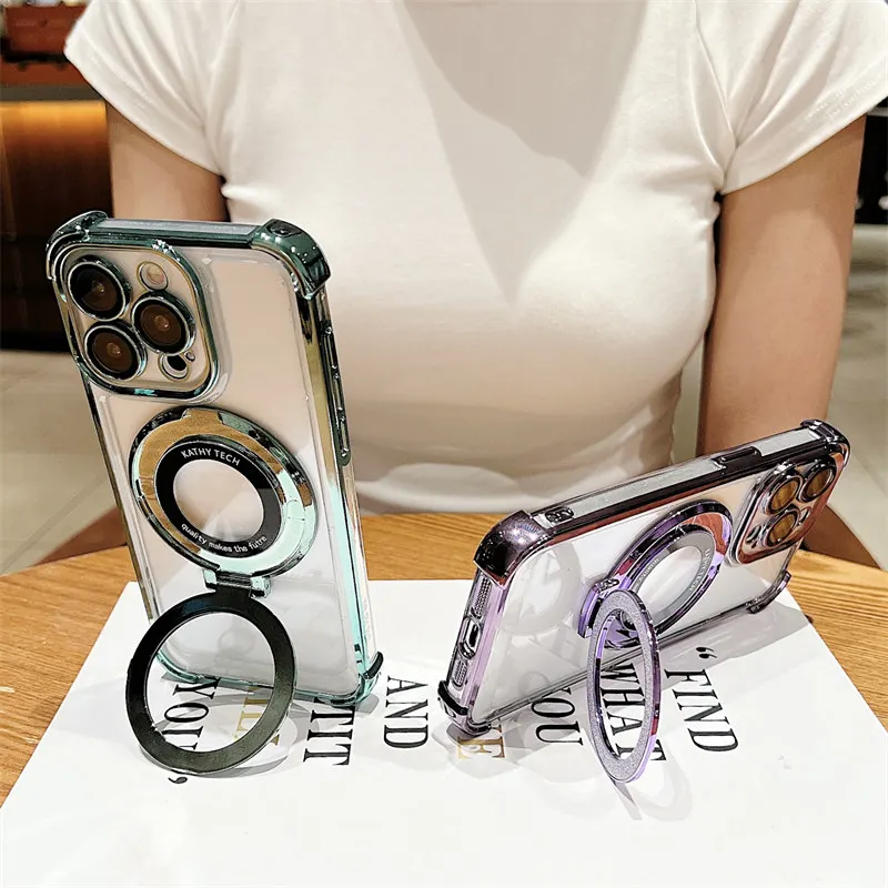 New For Magsafe Case 15 Airbag Shockproof Magnetic Transparent Silicone Cover for iPhone 11 12 13 14 Pro Max_voghion.com