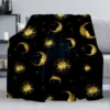 Flannel Throw Blankets Boho Chic Golden Sun Moon and Stars Blue Black Sky Antique Blankets Lightweight Luxury Blanket,Couch Bed 3