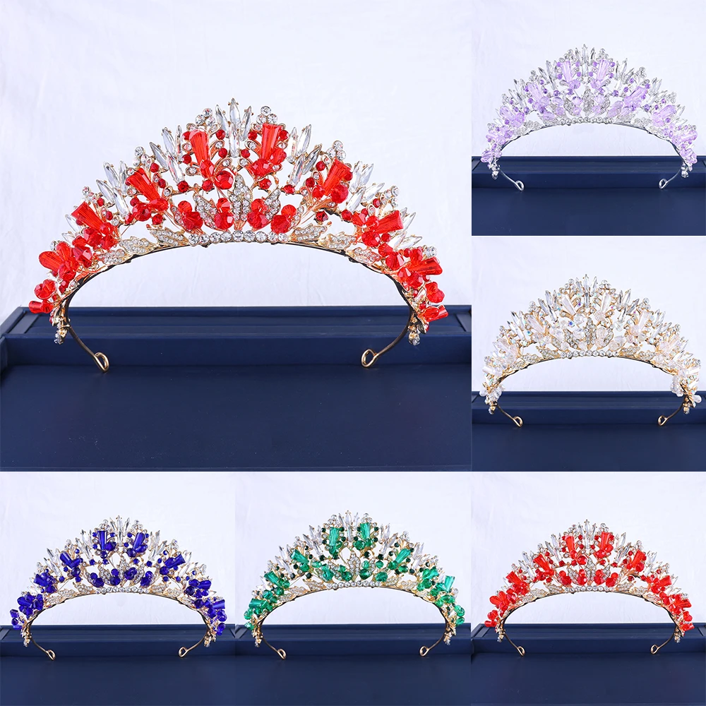 Upscale Crystal Gem Crown ornaments Stylish Noble Banquet Wedding Women's hair accessories
