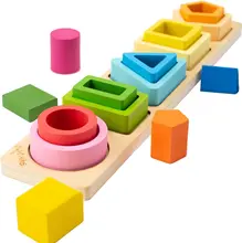 Montessori drewniane zabawki dla dzieci drewniane sortowanie układanie zabawek dla małych dzieci kształt edukacyjny Sorter kolorów prezenty dla dzieci w wieku przedszkolnym tanie tanio CN (pochodzenie) 0-3y