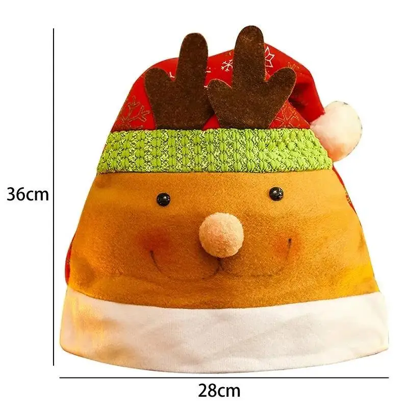 Cartoon Santa Hat Santa Claus Snowman Elk Embroidered Christmas Decoration for Christmas New Year Festive Holiday Party Supplies
