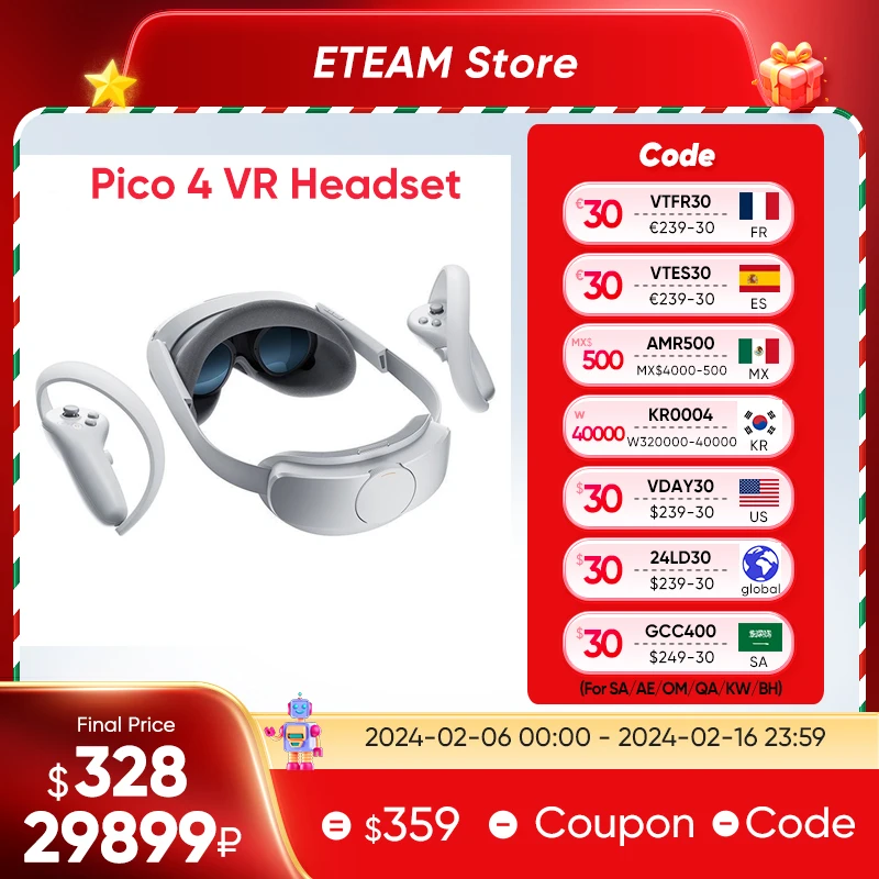 Versione Globale Pico 4 Vr Headset All-In-One Virtual Reality Headset 3D Vr Glasses 4K + Display Per Stream Gaming Pico 4 Vr