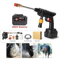 Portable High Pressure Water Gun Cleaning Car Wash Machine Garden Watering Hose Nozzle Sprinkler Foam Water Gun 96HV Big Battery 1