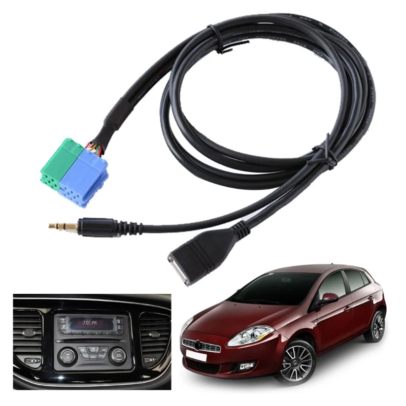 3.5mm USB Audio Aux Cable Car Radio Adapter Cable Input Adapter Connection Audio Cord 1.5M Length for Fiat Bravo CD player