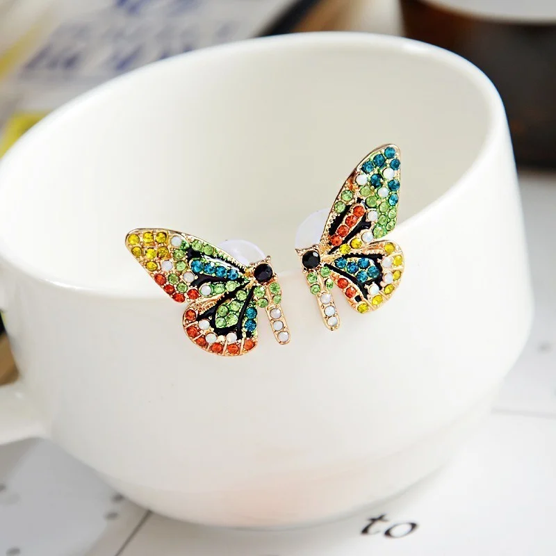 Colorful Crystal Butterfly Ear Stud Women Trendy Dream Earrings - Image 3