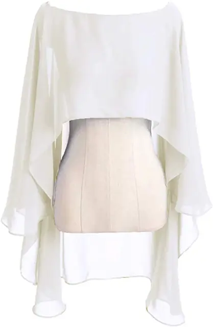 Chiffon Cape Bolero Women Femme Mariage Chalas Mujer Evening Wedding Bridal Jacket Wraps Accessories Peleryna Cloak Boda Shawl Ivory