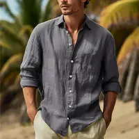Chemise ample en Patchwork pour hommes, Station indépendante quatre saisons, grande taille, décontractée, couleur unie, vêtements quotidiens, Cardigan de dîner de plage 4