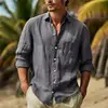 Men's Independent Station Four Seasons Large Size Loose Patchwork Shirt Casual Solid Color Daily Clothing Beach Dinner Cardigan 4