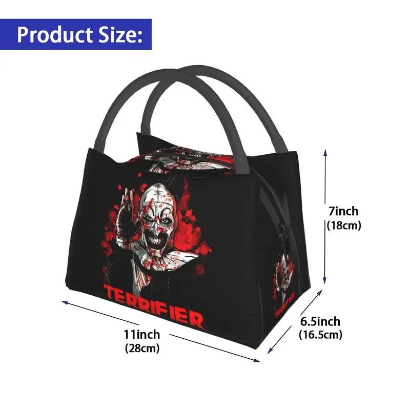 Terrifier Insulated Lunch Bag for School Office Halloween Horror Movie Clown Resuable Thermal Cooler Lunch Box Women