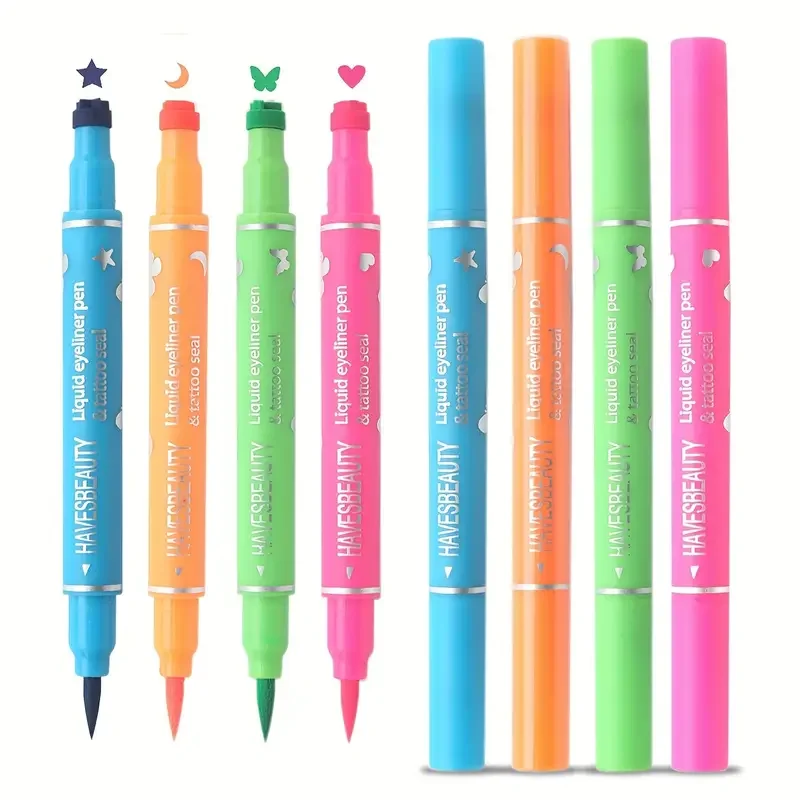 Liquid Eyeliner Colorful Double-Head Stamp Eyeliner Set Waterproof Eyeliner Pen Long-Lasting Fast Dry Eye Liner Pencil Eye Makeup Cosmetics
