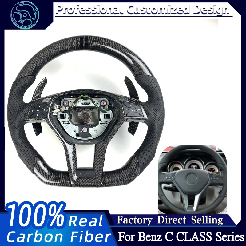 

For Mercedes Benz W176 W246 A/C Class W204 C117 C218 X218 W212 C207 A207 X156 Carbon Fiber Sports Steering Wheel Paddle ShIft