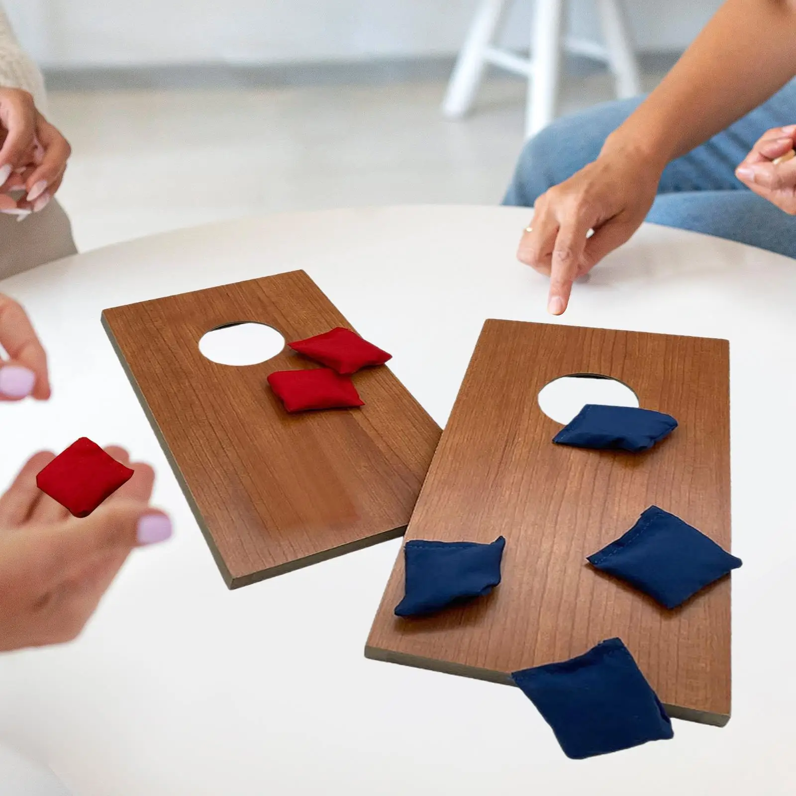 QWORK Mini Desktop Cornhole, Set Of 2 Coated Wood Boards With