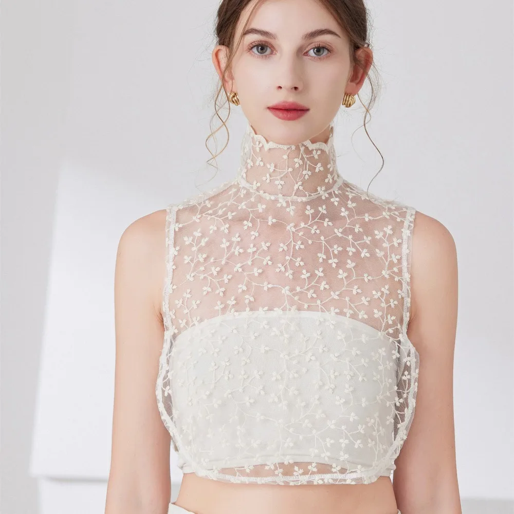 Beautiful Petal Fake Collar Black Lace False Blouse Detachable Lapel False Collar Women