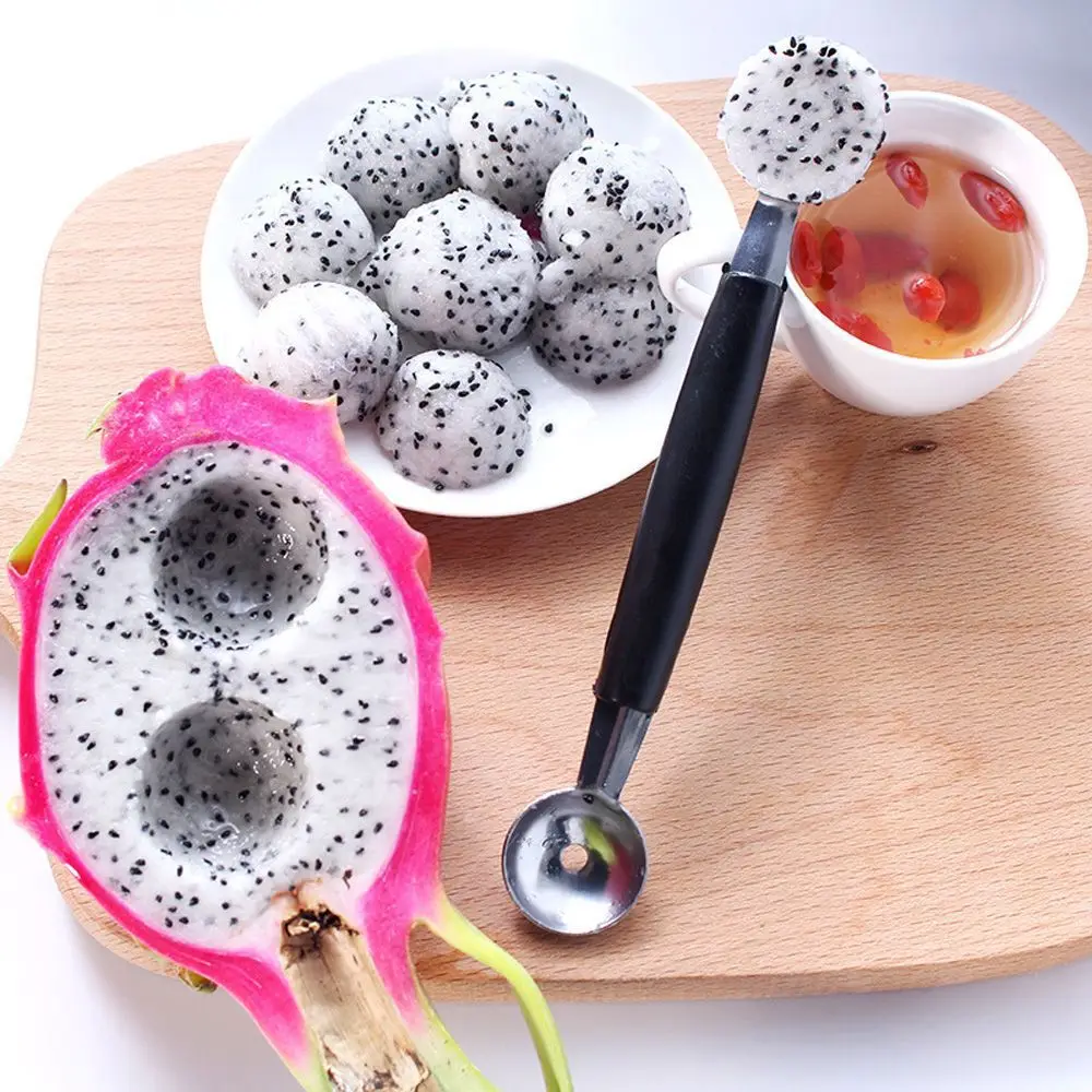 Melon Baller 2in1 Dual-head Fruit Ball Carving Knife Kiwi Waterlemon Scoop Ice Cream Spoon