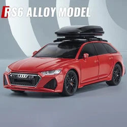 1:24 RS6 Quattro Station Wagon Diecast Toy Car with Steering, Sound, and Light - Stylish Collectible Ornament (Red boxed)