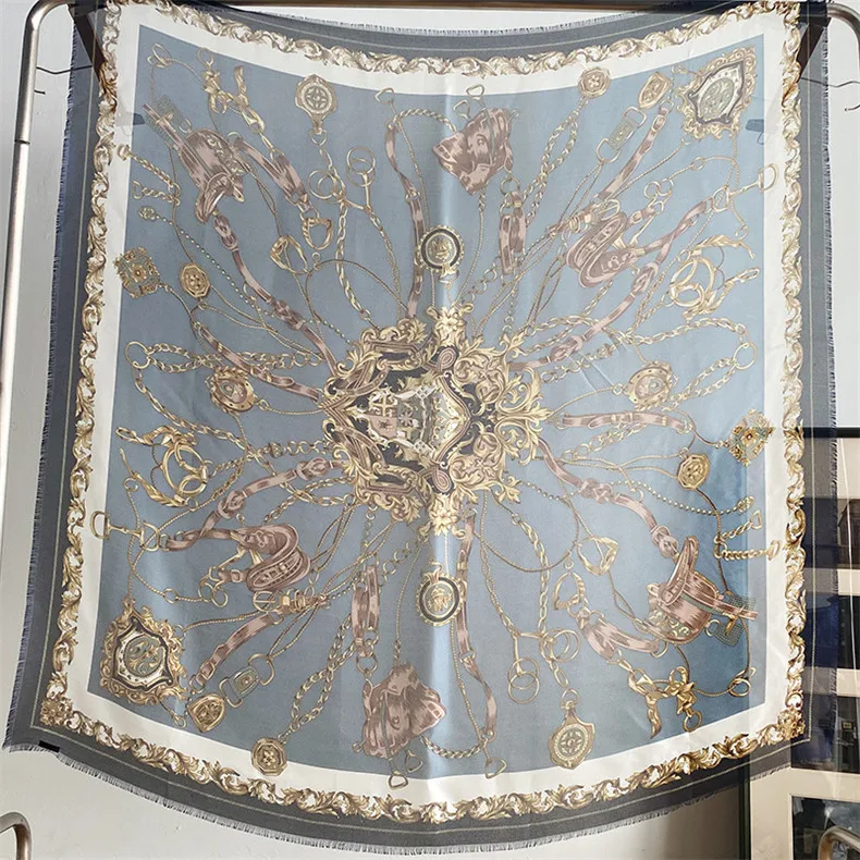 138cm Luxury Brand Twill Silk Scarf Women Square Scarf Design Kerchief Scarves For Ladies Fashion Shawl Echarpe 4
