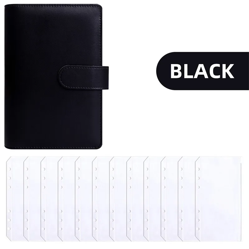 PU Leather A6 Budget Binder with Cash Envelope Pockets & Zipper