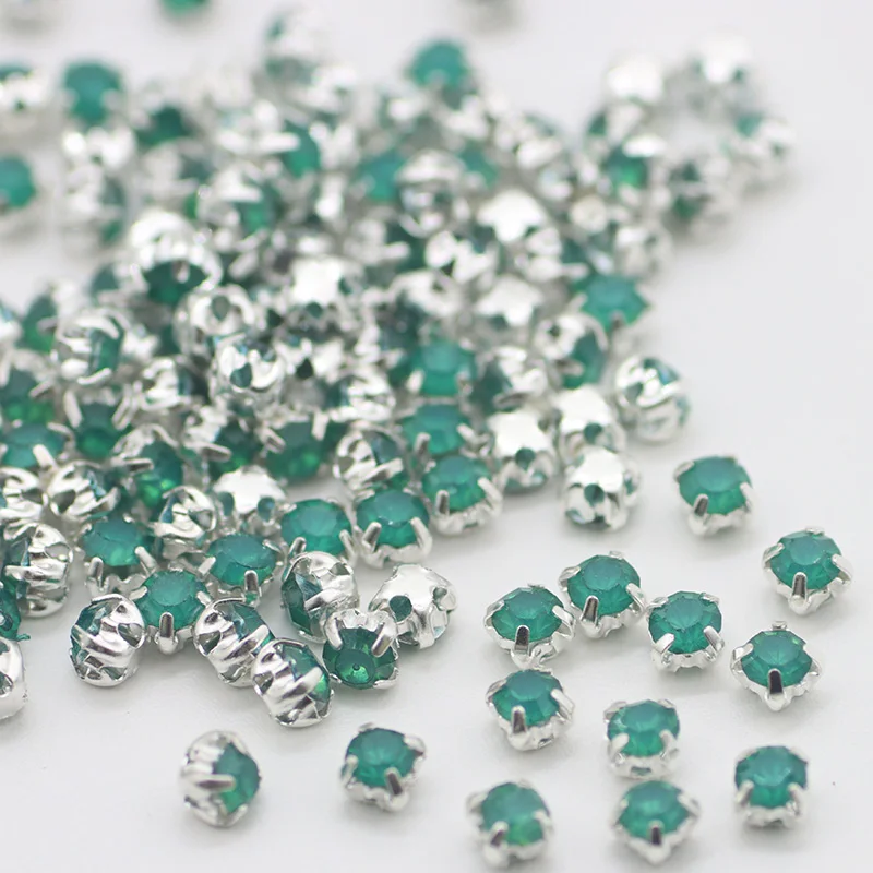 3mm200pcs Mix Color Sew on Rhinestones with Silver Metal Base