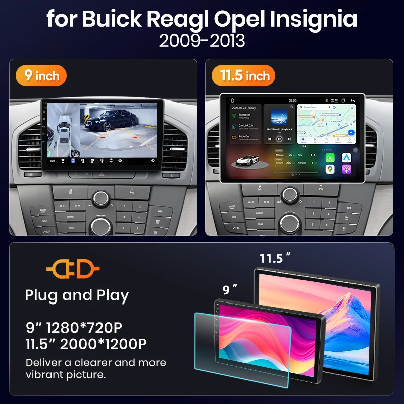 AWESAFE CarPlay inalámbrico Android Auto para Opel Insignia A (G09) 2008-2017, radio para coche, reproductor multimedia, estéreo, Wi-Fi, navegación GPS, 2 Din, autorradio, sistemas inteligentes para coche, 1280*720 IPS, unidad principal, FM, RDS, DSP, SWC, BT, Plug and Play, ISO 2