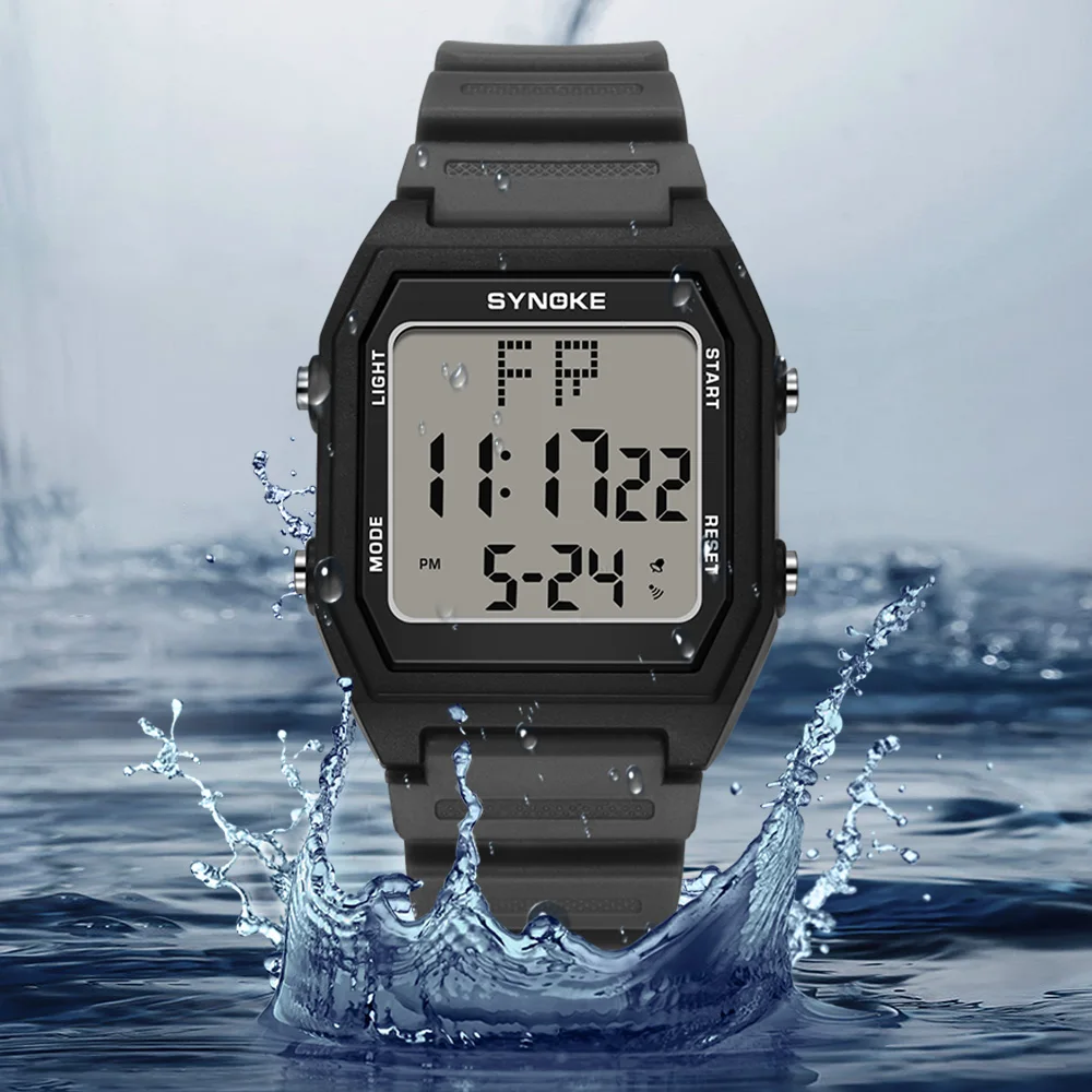 SYNOKE Digital Watches Men Military Sports Luminous Chronograph Waterproof Male Electronic Wrist Watches Square Watch 2
