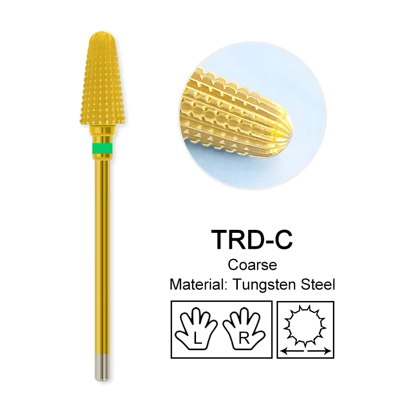 Golden Tungsten Carbide Nail Drill Bit for Manicure and Pedicure Accessories