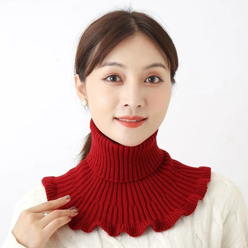 Fake Collar Women Knitted Woolen Turtleneck Detachable Neck Scarf Thicken Windproof