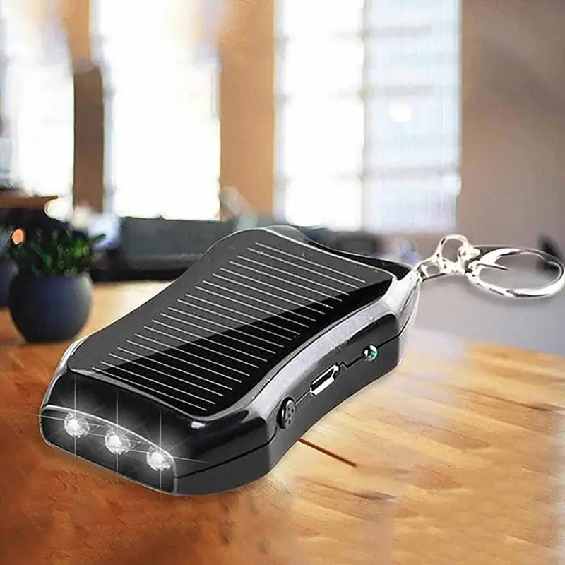 Solar Battery Charger 3 LED Flashlight Keychain Portable 1500amh Mobile Power Rechargeable Power Bank For Cellphone solar battery charger
