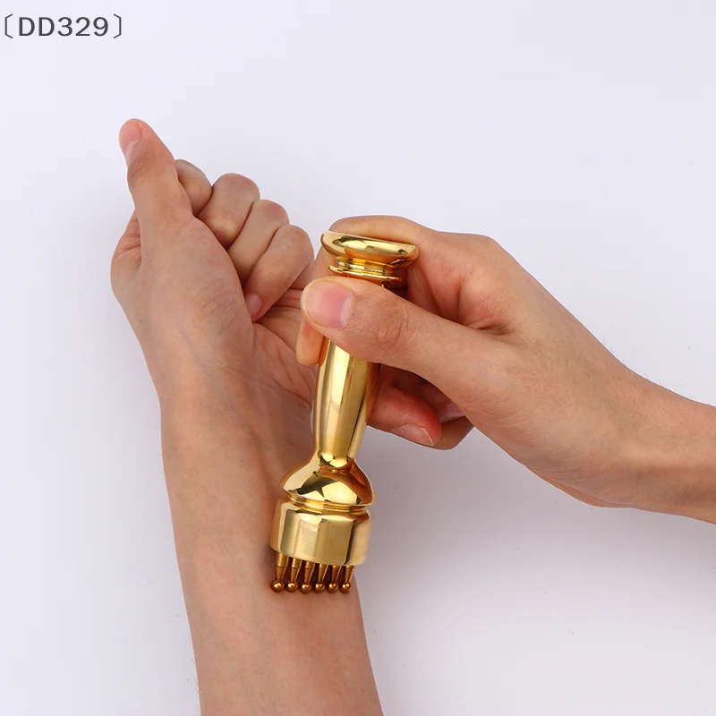 〔DD329〕Pure Copper Meridian Massage Stick Trigger Point Body Massager Brass Meridian Scraping Board Muscle Acupoint Pres Pen