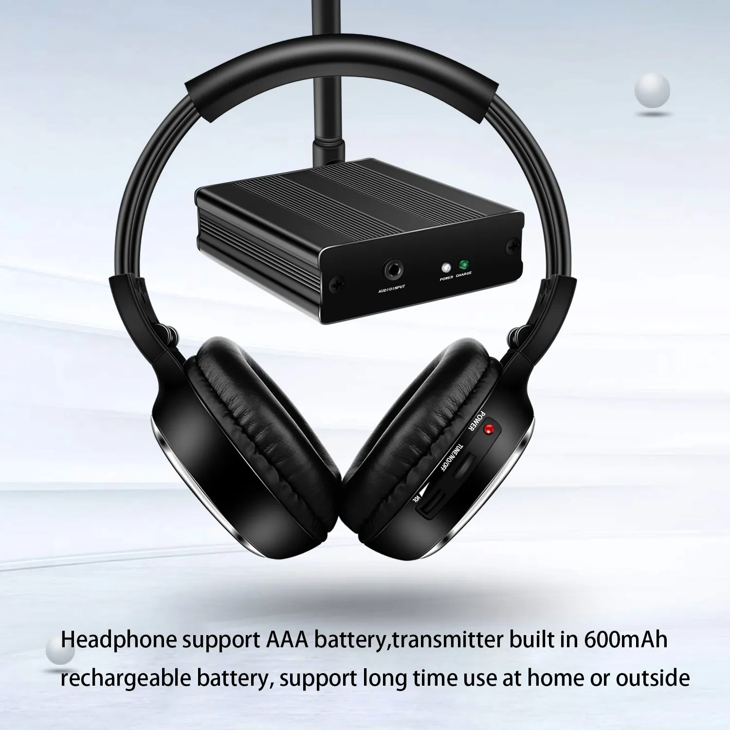 500m Silent Disco System Folding Wireless Headphones 2 Foldable Headset + 1 Transmitter Quiet Clubbing Party Bundle