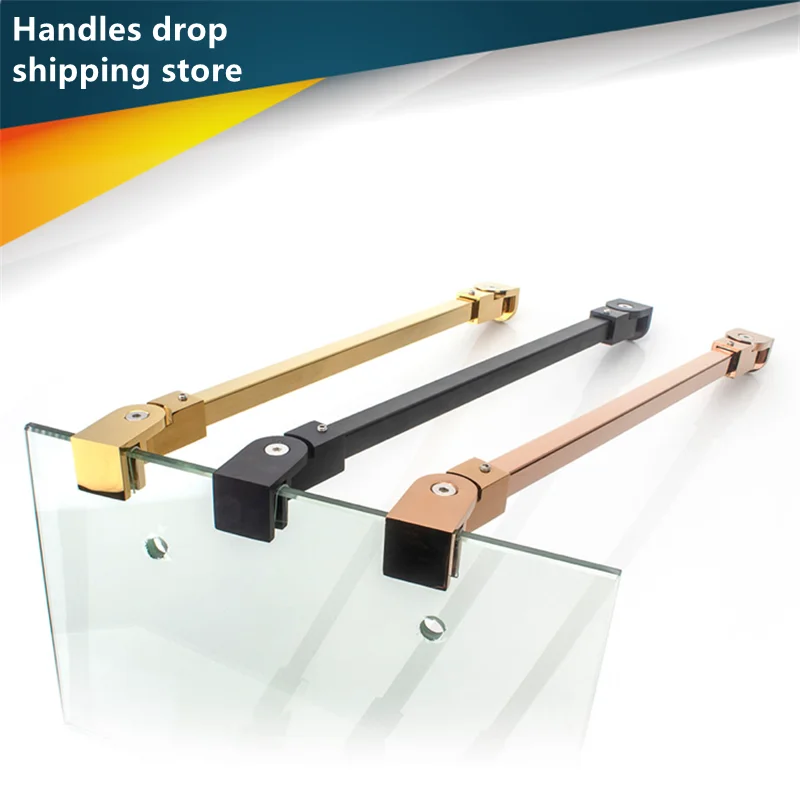 Rose Gold Shower Installation Kits Shower Glass Clamp Bracket Glass Door Handle Hinge Enclosure Panel Support Bar
