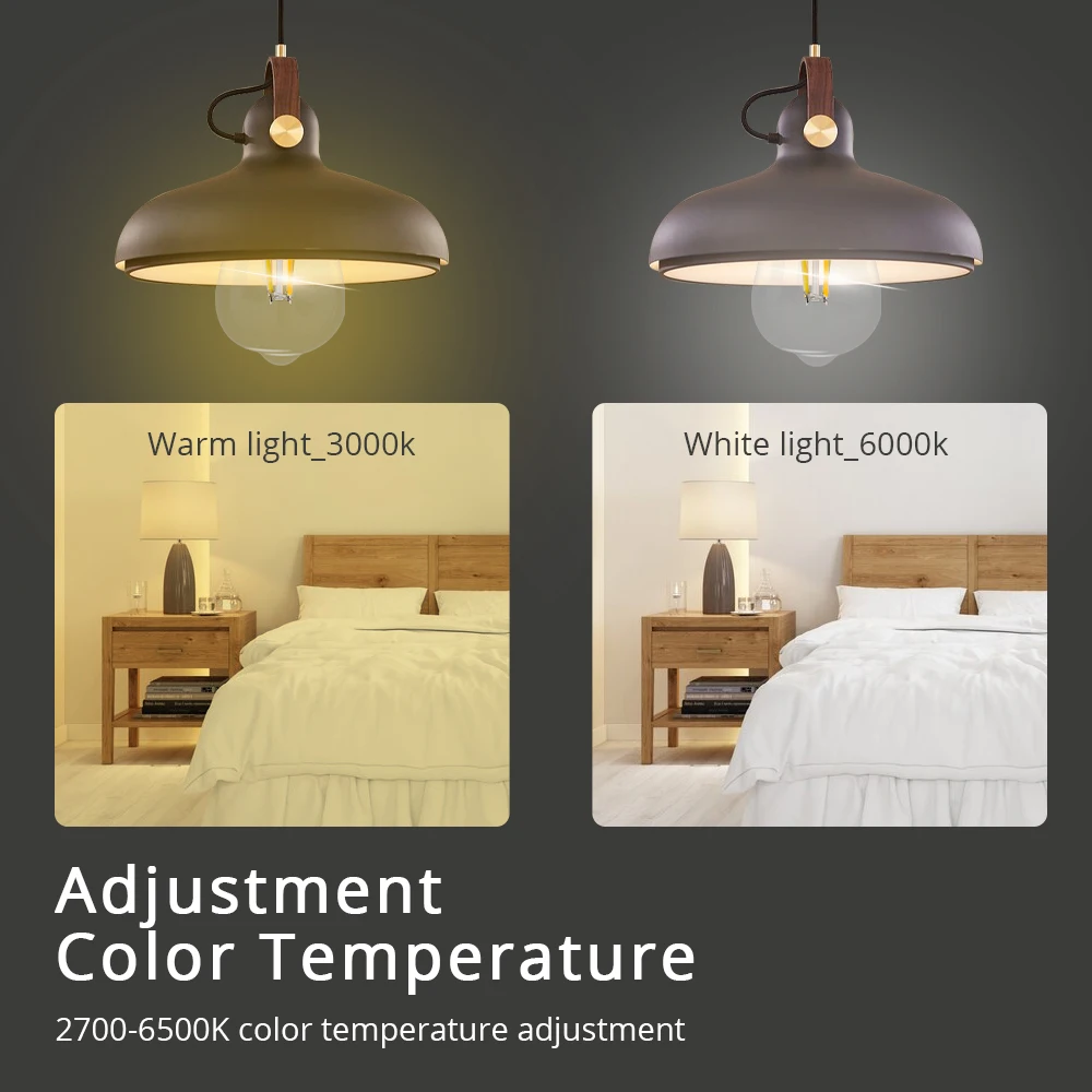 Zemismart Matter Over WiFi LED Filament Bulb ST64 E27 Dimmable Tungsten Lamp SmartThings Siri Alexa Google Home 220V CCT Light